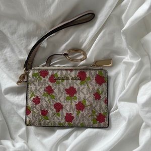 Michael Kors coin clutch with key ring & wrist strap